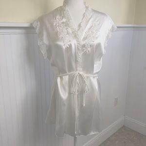 Linea Donatella Beaded Wrap Robe Ivory Size Large